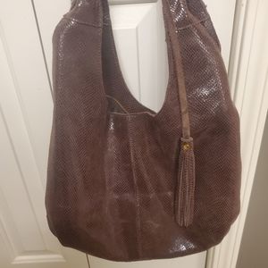 Leather snake print shoulder bag